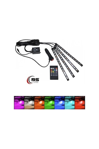 Ayak Altı 12 Led Araç Içi Sese Duyarlı Kumandalı Rgb Led (426556356)