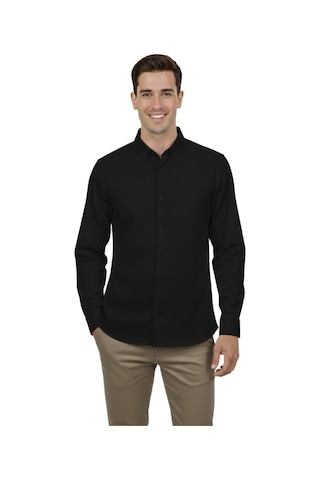 Advante Erkek Spor Slim Fit Uzun Kol Petek Fitilli Gömlek Bgl-st04824 Siyah