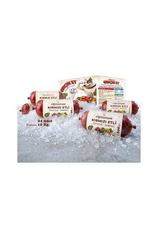 Kırmızı Etli Tahılsız Sebzeli Barf Köpek Maması 12 Kg - 500 G X 24