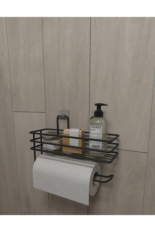 Alper Banyo Yapışkanlı Siyah Raflı Solo Havlu Askısı, Delmeden Montaj Banyo Ve Mutfak Duvar Tipi Havluluk Organizer Sku: Smgstka4870b5f06 Açık