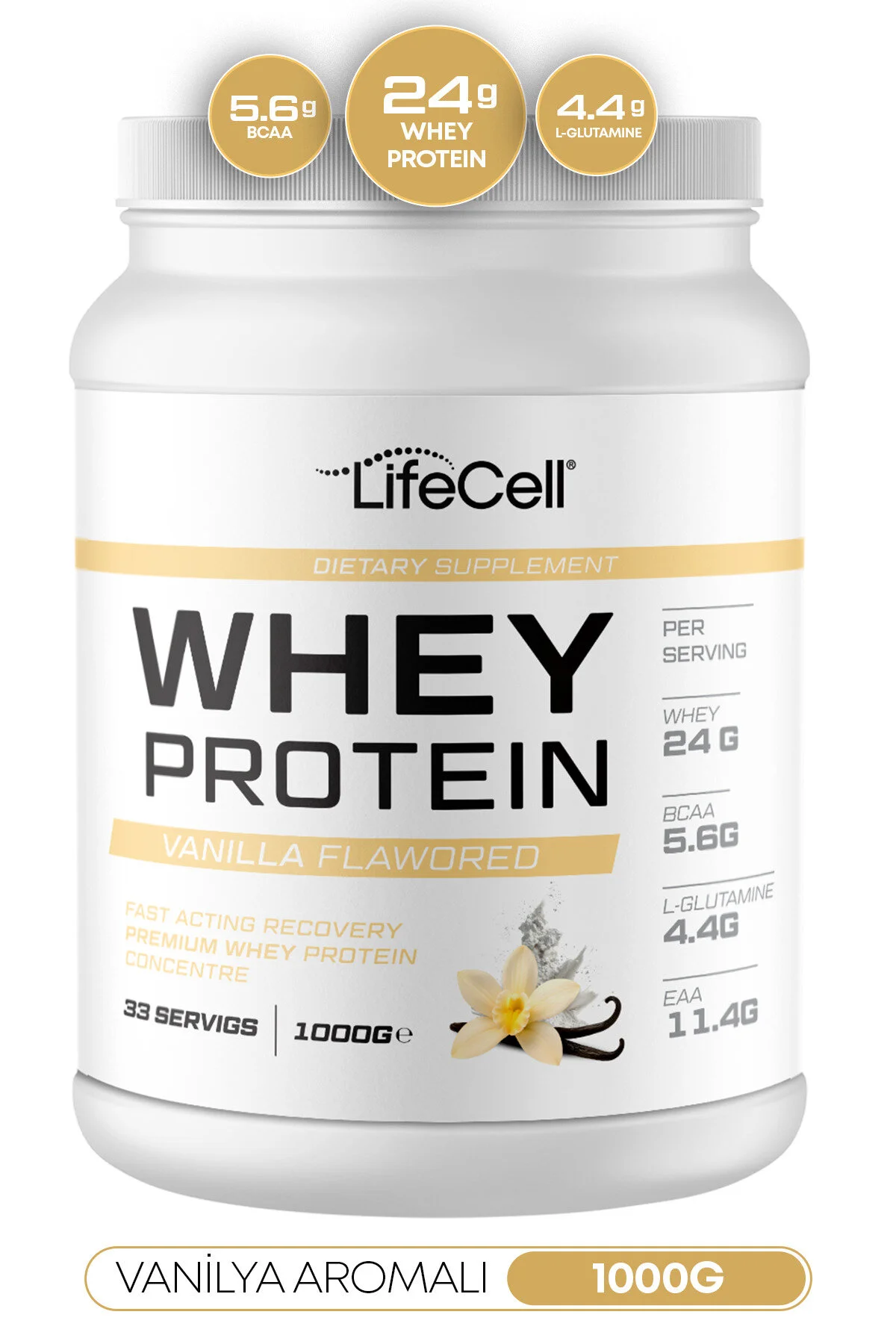 Whey Protein Tozu Vanilya Aromalı 33 Servis - 1000g