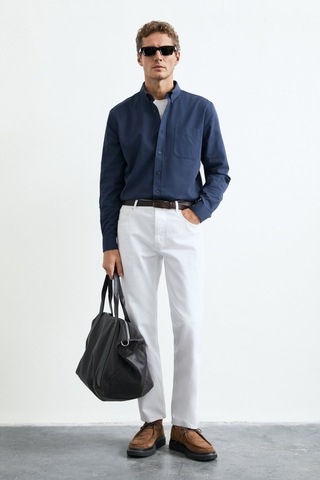 Lufian Erkek Crom Basic Regular Fit Gömlek Lacivert