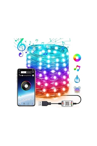 Ally 5mt 50 Led Rgb Bluetooth Telefonla Kontrol Edilen Usb Led Lamba İos-android- 5775 Renkli