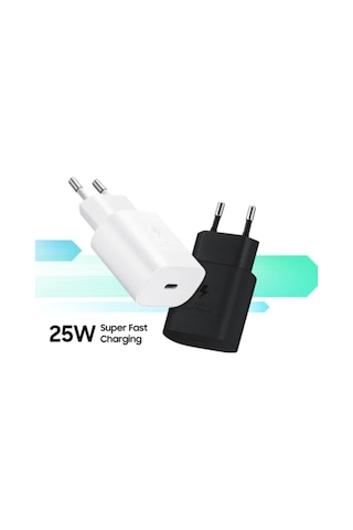 Samsung Uyumlu l Type-c Girişli Fast-hızlı Şarj Adaptörü Başlığı 25w-25walt Siyah A