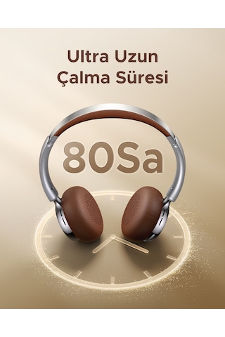 Ugreen Studio Plus Aktif Gürültü Engelleyici Kablosuz Kulak Üstü Kulaklık, 80 Saat, Gümüş Bej, 75629