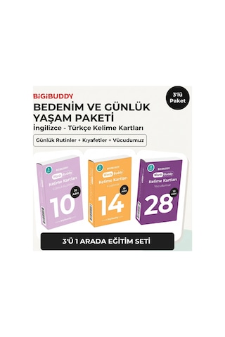 Bigibuddy Wordsbuddy Türkçe İngilizce Kelime Kartları Bedenim Ve Günlük Yaşam 90 Kart 3 Lü Set Bigione Cihaz Hariç