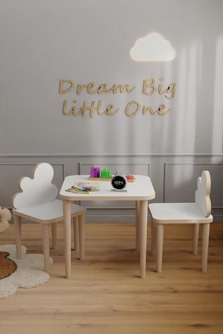Alpa Ev Mobilya Bulut Tasarımlı Çocuk Masa Sandalye Takımı 2-5 Yaş Oyun Ve Aktivite Masası Beyaz