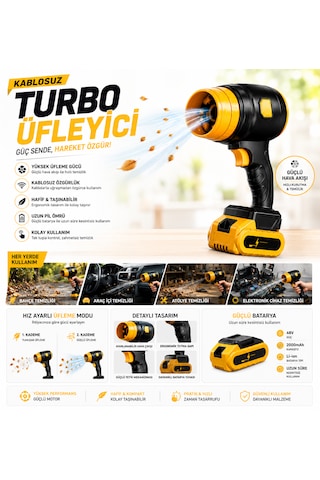 48v Şarjlı Turbo Hava Üfleyici Fan Kablosuz Güç Maksimum Performans Güçlü Yaprak Üfleme & Araç Temizleme