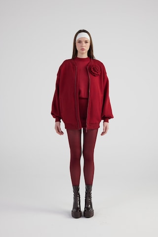 Holly Lolly Oversize Çıkarılabilir Gül Detaylı Astarlı Alexa Bomber Ceket Bordo