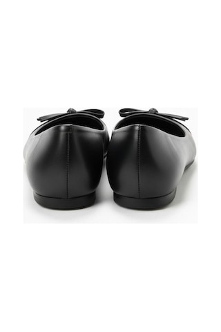 Ne&ve Shoes Siyah Deri Yılan Baski Garnili Biye Detaylı Kadın Babet