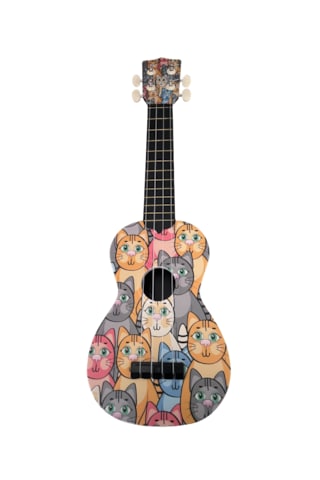 Hawiian Soprano Kedi Desenli Komposit Ukulele