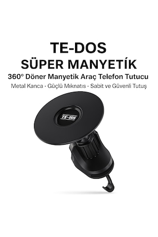 Td-h7541 Süper Manyetik Araç Telefon Tutucu 360 Dönebilen Metal Klima Menfezlerine Uygun Mıknatıslı 1