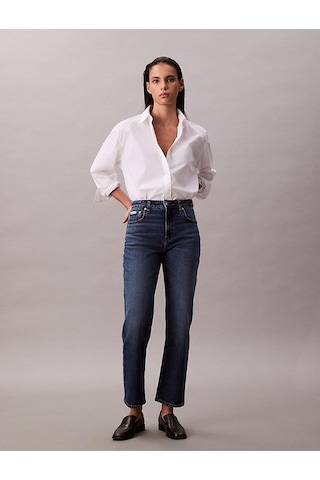 Calvin Klein Solıd Boxy Cropped Shırt-12628 Beyaz