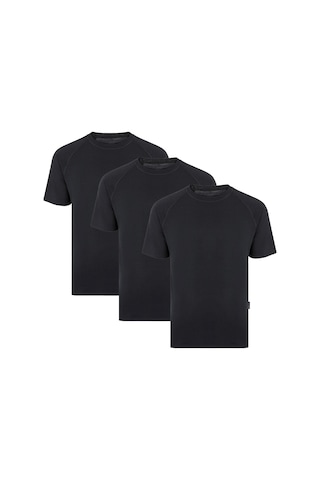 Thermoform Bambu Erkek Bisiklet Yaka Tişört Kısa Kollu Fanila Atlet Siyah 3'lü Paket Çok Renkli