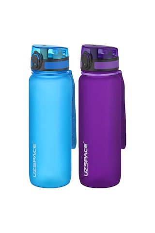 Uzspace 2'li Tritan Matara Seti 800 Ml 14 Farklı Renk Seçeneği Fiftyfifty-3053seta Mavi-Mor