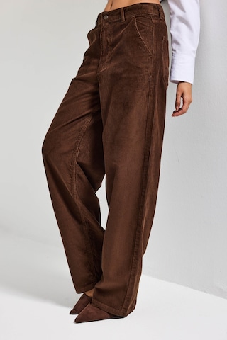 it's basic Kadın Kahverengi 8-26w5-42 Skater Fit Fitilli Velvet Kadife Kumaş Pantolon