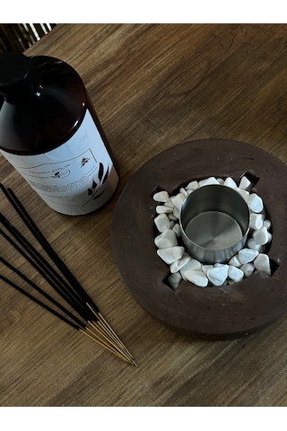 Dekoratif Bio-fire V2 Kahverengi Masaüstü Şömine + 1 Lt Bio-ethanol Yakıt
