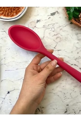 Sert Uçlu Isıya Dayanıklı Silikon Kepçe Kaşık Seti, 4 Parça, Fuşya