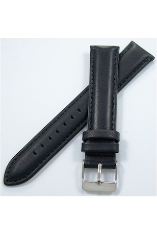 Bizon Deri Saat Kayışı 22Mm Siyah Saat Kordonu Desensiz Düz Dikiş