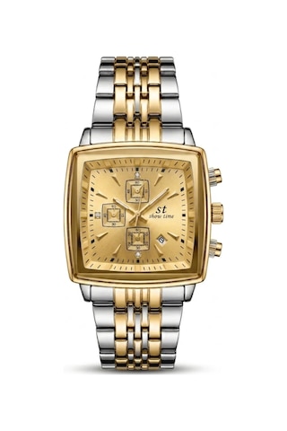 Erkek Takvimli Kol Saati Bileklik Hediyeli Çelik Kordon Gold Gümüş Kare Kasa Takvimli Analog Quartz Şık Klasik Spor Erkek Saati Swt15 Çok Renkli