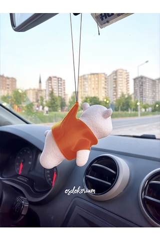 Sevimli Ayıcık Dikiz Aynası Süsü - Araç Aksesuar - Oto Aksesuar Turuncu