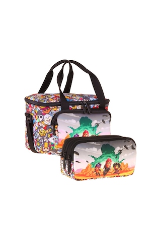 Kaukko Kids Erkek Çocuk Aviator Baskılı Siyah Thermo Beslenme Çantası Ve Kalemlik Seti - Setkk-l5425