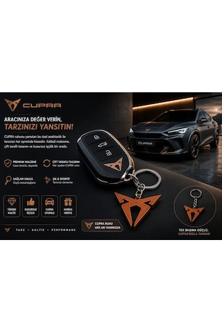 Cupra Anahtarlık , Cupra Kahverengi Logolu Çift Yönlü Araç Anahtarlık - Cupra Araba Anahtarlığı