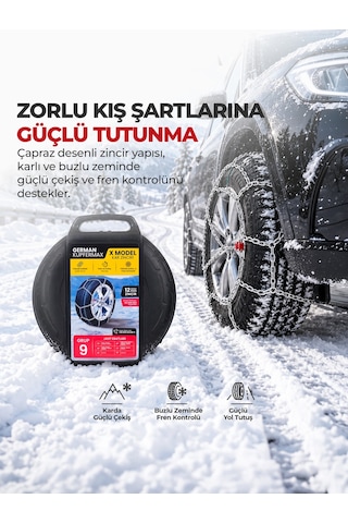 12mm No: 9 Profesyonel Oto Kar Zinciri, Binek Ve Hafif Ticari Araçlar İçin