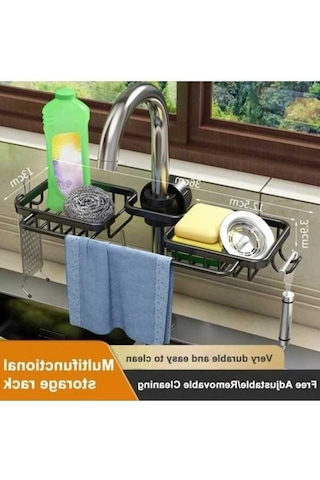 Novahub Siyah Altın Mutfak Lavabo Drenaj Rafı, Musluk Tutucu, Sünger Ve Fırça Organizatör, Banyo Ve Mutfak İçin/ Altın - Siyah