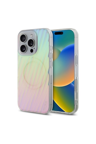 Apple Uyumlu iPhone 16 Pro Kılıf Tumı Lisanslı Magsafe Şarj Özellikli Transparan Kapak Colorful