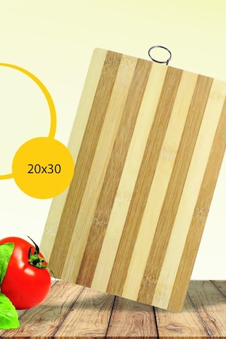 Bambu Antibakteriyel Tekli Çizgili Kesme Tahtası Kesim Panosu Ekmek Tahtası Ahşap