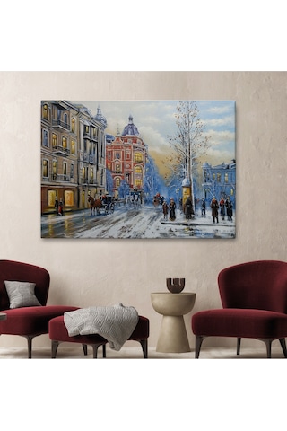 Ukrayna Kiev Eski Sokak Manzarası Dekoratif Duvar Tablosu-3695 95 X 165
