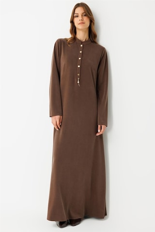 Oysh Kumaş Elbise Kahve Kahve
