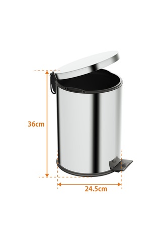 Aqua Bagno Basic Çöp Kovası - Pedallı 12 L, Parlak Krom Paslanmaz Krom