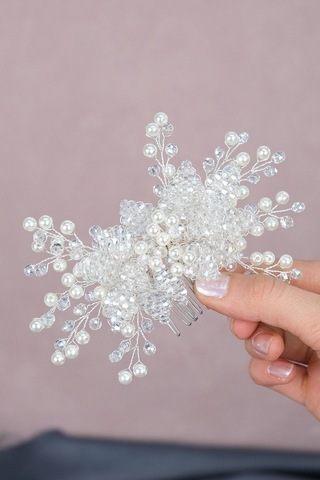 FdayAksesuar Kadın Gelinlere Özel Rigel Boncuklu Taraklı Toka Gelin Aksesuarı FRDY31601