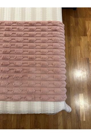 Modern Line Pembe Peluş Yatak Ucu Runner