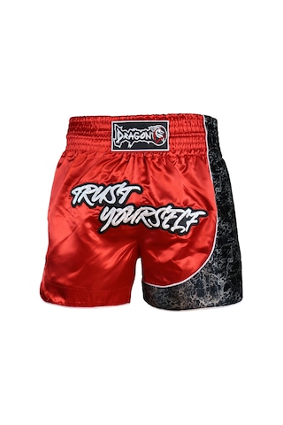 Dragondo Mt3409 Trust Yourself Kırmızı Muay Thai Kick Boks Şortu Kırmızı