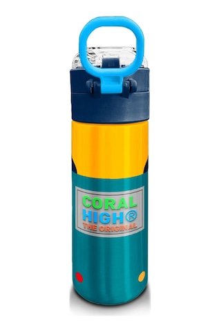 Coral High Kids Lacivert Çivit Robot Desenli Pipetli Ve Direkt İçim Çelik Termos 500 Ml 31918 Lacivert