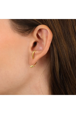 Kadınlar İçin Yılan Küpe, Abartılı Ve Şık Takılabilir Hayvan Küpe, Siyah.