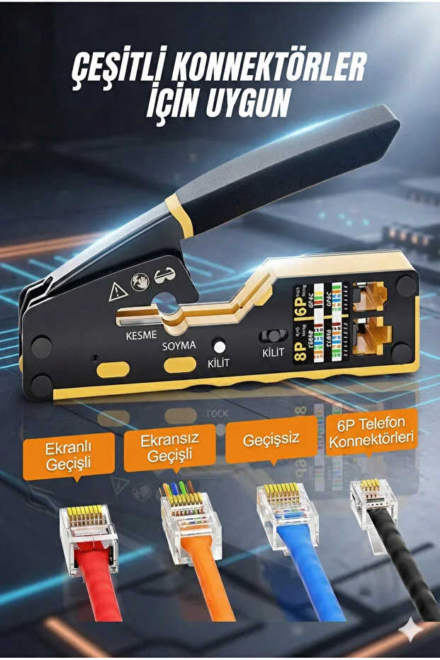 Yeni Nesil Ez Rj45 Pense 8p8c Utp Sıkma Pensesi Rj11 Rj12 Rj45 Ethernet Konektörü Sıkma Kesme Soyma Modem Ağ Network Ürünleri