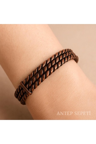 Bakır Kalın Bileklik Kahverengi