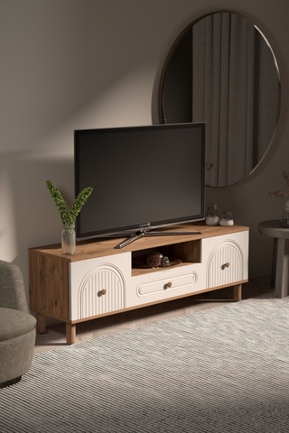 Bohem Tv Ünitesi 150 Cm Çizgili Kapak Kahverengi