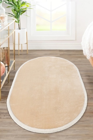 Comfort Düz Saçaklı Peluş Halı Bej Bej