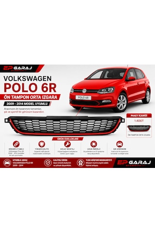 Volkswagen Polo 6r 2009-2014 Model Uyumlu Ön Tampon Orta Izgarası