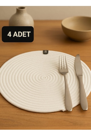 Upeka 4'lü Jütip Supla Yuvarlak Amerikan Masa Servis Krem Renk