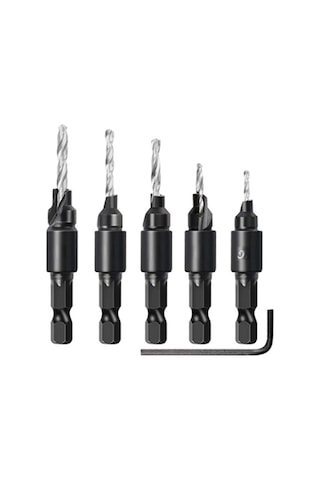 Maiyame Ahşap İşleme İçin Titan Kaplı Altıgen Saplı 6 Parça Delik Seti - Tüp Ve Düz Uçlu Delicilerle Dayanıklı Ahşap Delme Aracı