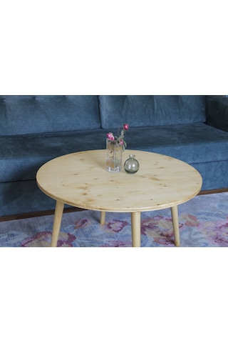 Ahşap Orta Sehpa-yuvarlak-75 Cm- Natural