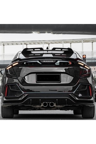 Honda Civic Fk7 İçin Uyumlu Yofer Cam Üstü Spoiler Siyah