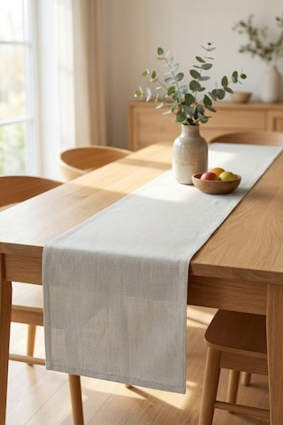 Dekoratif Bohem Runner - Yemek Masası Ve Salon Konsol Örtüsü 50x150 Cm Gri