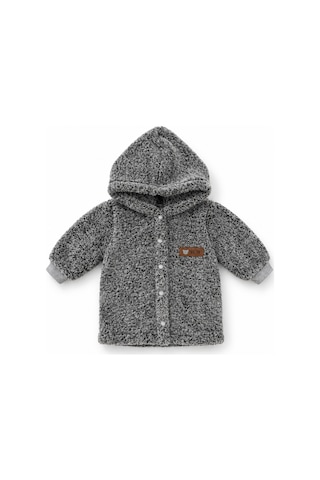 Beniizle Kapüşonlu Unisex Welsoft Yumuşak Dokulu Çıtçıtlı Kışlık Bebek Hırkası Antrasit
